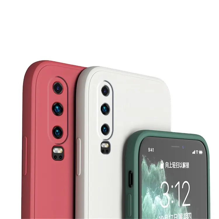 2021 kare sıvı silikon telefon kılıfı için Huawei P40 P30 Pro Mate 20 30 40 Pro yumuşak telefon kapak için Huawei nova 5 6 7 8