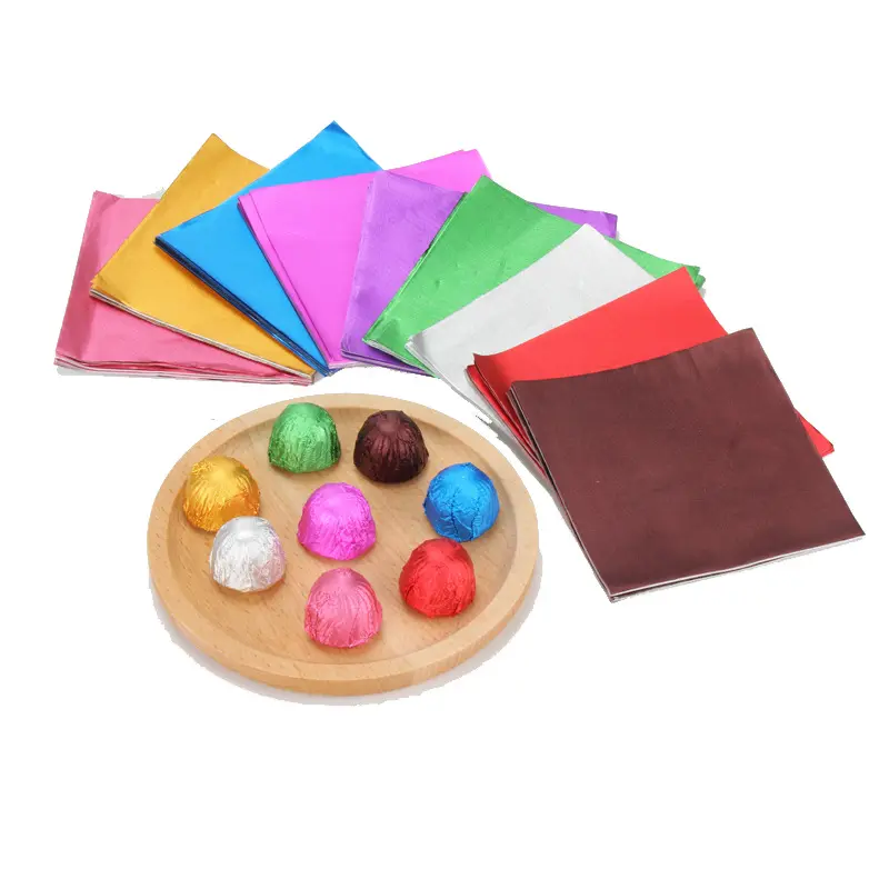 Multi Colored Foil Wrapper For Chocolates Sweet Packaging Paper Square Colorful Aluminum Foil
