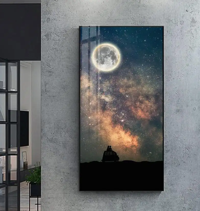 Design starry sky style wall pictures painting con cornice decorativa art wall porcellana glass