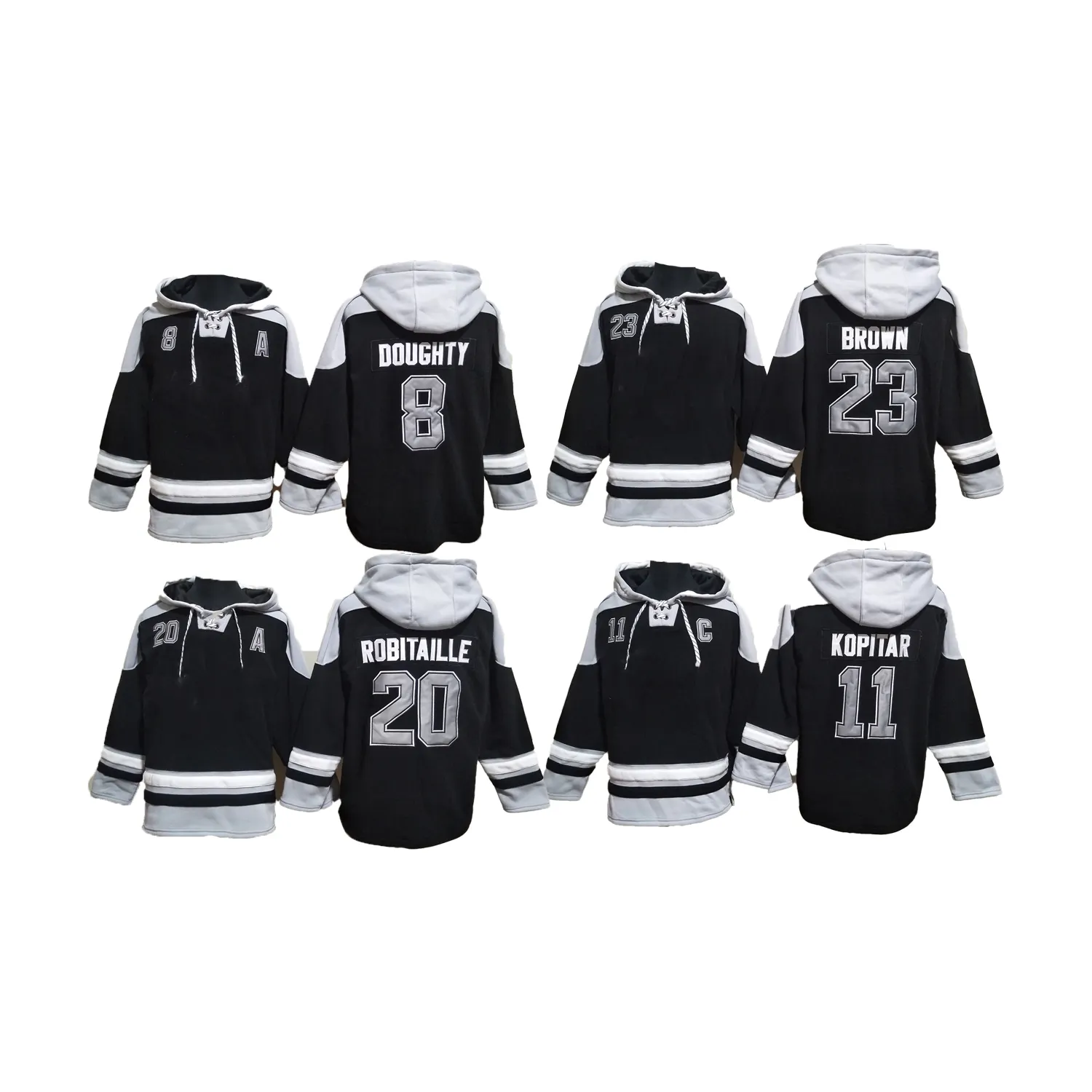 2023 Neue genähte amerikanische Teams Custom Hockey Trikots Los Angeles 8 Doughty 11 Kopitar 20 Robi taille 23 Brown 99 Gretzky