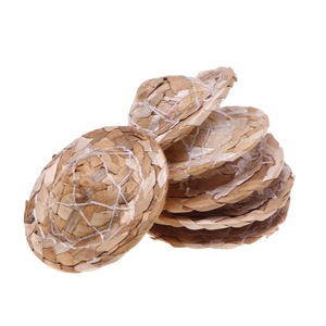 迷你逼真编织草帽配件玩偶雕像可爱装饰玩偶秤配件 - Product Image 4