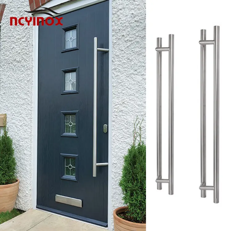 Aço inoxidável D forma Inline Round offset Bar Puxar escada porta alça para porta