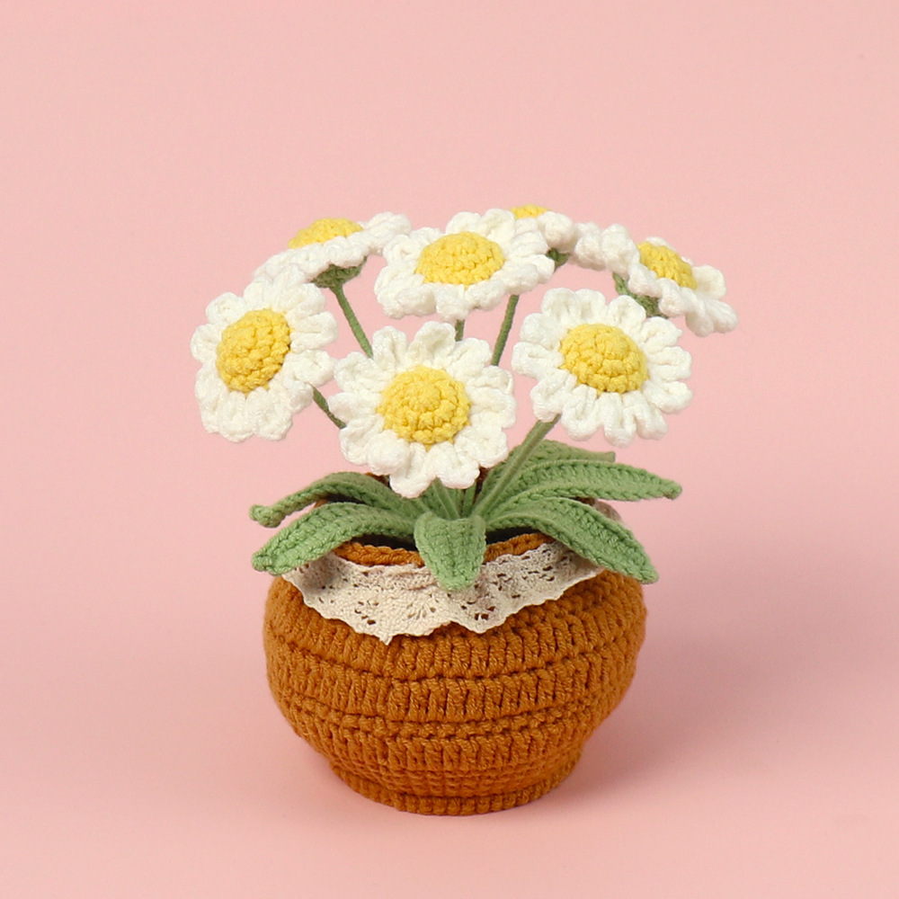 Finished product -7 white small daisy potted