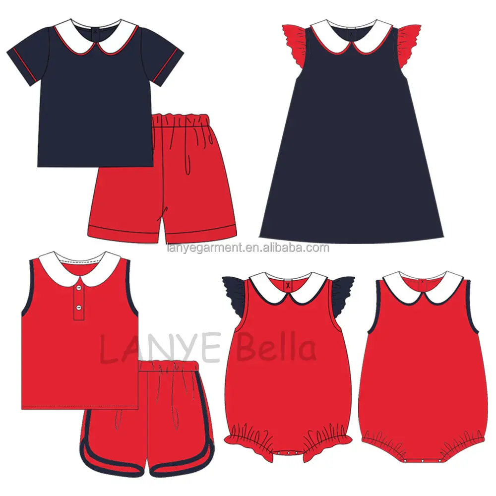 कस्टम डिजाइन मिलान बच्चे को कपड़े थोक लाल बच्चा लड़की बुटीक कपड़े सेट