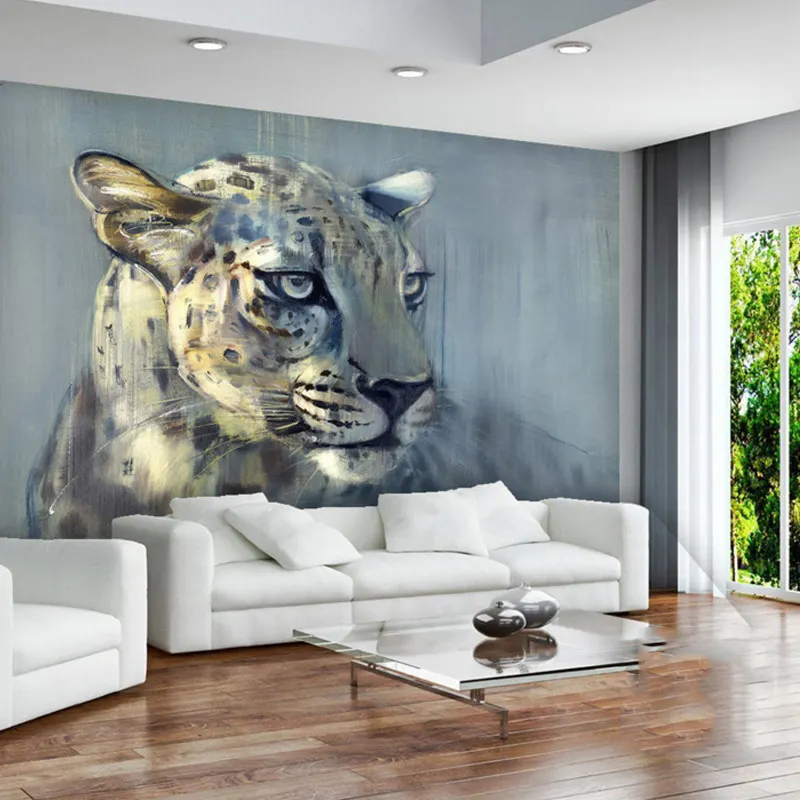 Animal leopardo papel pintado personalizado Tv Fondo pared papel pintado 3D sala de estar sofá dormitorio Mural sin costuras