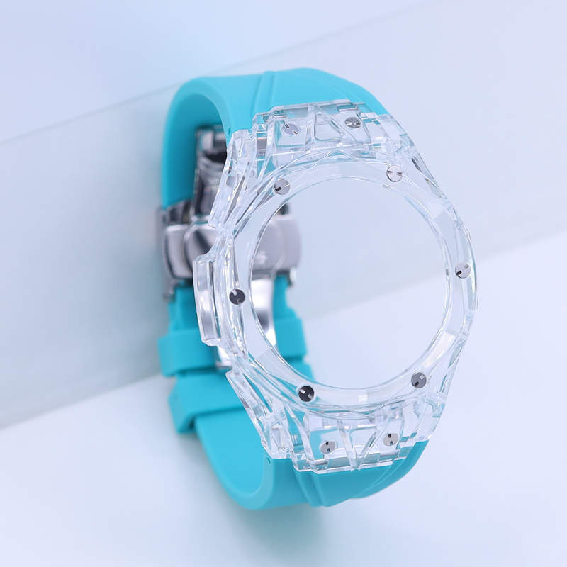 Transparent case lake blue strap