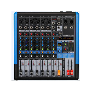 USBインターフェース、録音、EQ、青、歯、DSP DJサウンドミキシングコンソールを備えたプロフェッショナル8チャンネルオーディオミキサー - Product Image 1