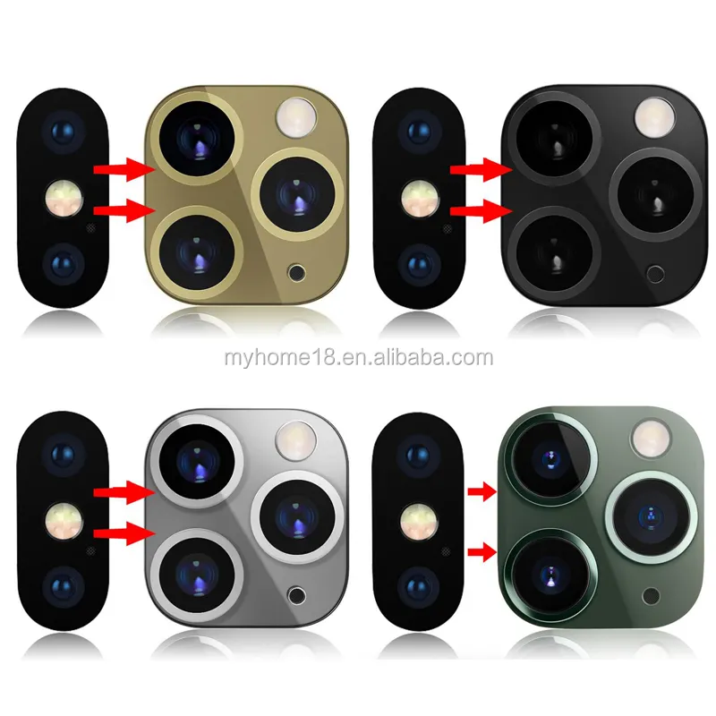 Metal Glass Camera Lens Segundos Mudar para iPhone 11 Pro max Protector Ring Cover Para iPhone X XS MAX Camera Protective Cover