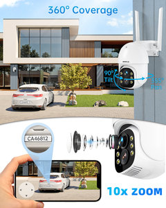 Wesecuu กล้องวงจรปิด CCTV กลางแจ้งในร่มเลนส์คู่ระบบไวไฟแบบไร้สายซูม10X 3.0MP - Product Image 3