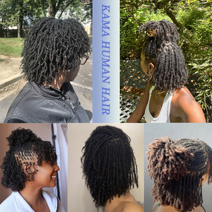 KAMA toptan 100% Afro Remy kıvırcık biter ile insan saçı postiş sapıkça tarzı Dreadlock derin tanrıça Locs dokuma - Product Image 6
