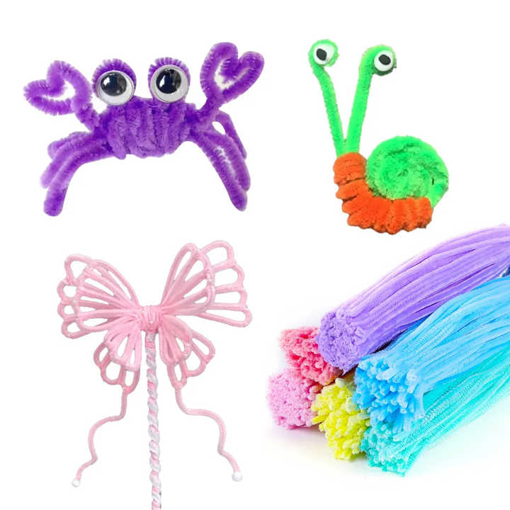 100Pcs Chenille Stems Pipe Cleaners Children Kids Plush Educational Toy Crafts Colorful Pipe Cleaner Toys Handmade DIY Craft