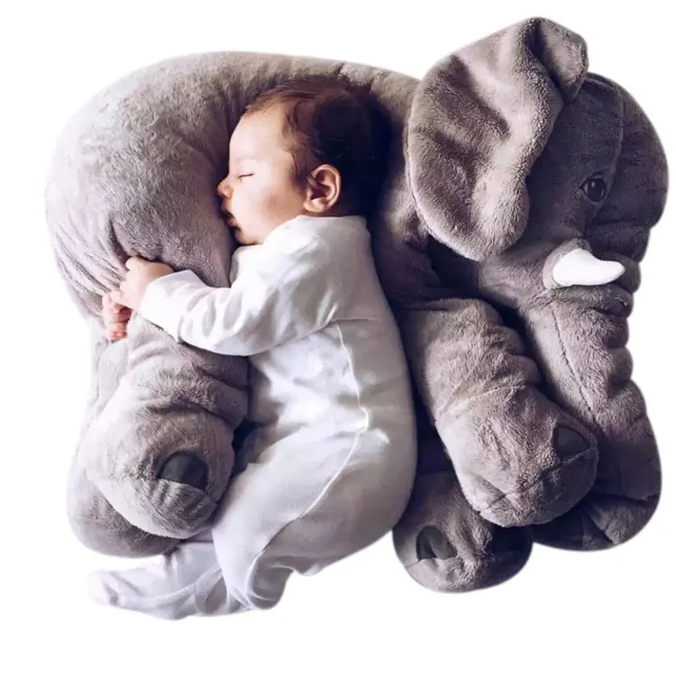 Pabrik grosir bayi mainan tidur lembut Gajah berbentuk hewan tubuh mewah gajah bantal untuk bayi tidur