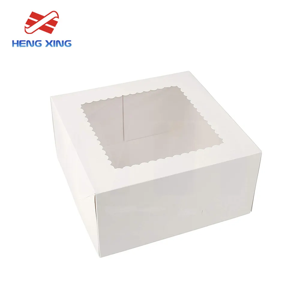 HENGXING White Kraft Paperboard Auto-Popup Window Pie/Cake Bakery Box