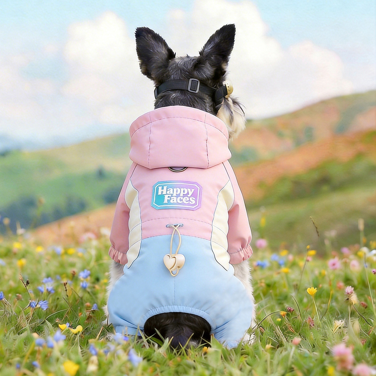 Cortavientos enérgico de cuatro patas - Rosa y azul