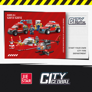 JIESTAR Top Sell Small Cheap City Series Fire Rescue Command Vehicle Fire Boat Helicóptero Fire Engine Modelo Building Block Set