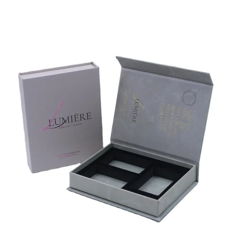 Caixa magnética UV personalizada Caixa de presente magnética para lentes de contato, caixa de livro personalizada com logotipo.