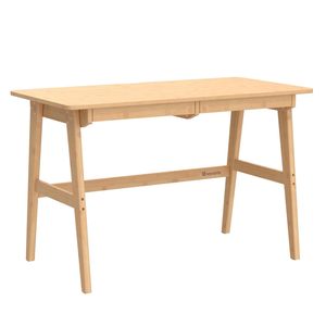 Escritorio de ordenador de bambú personalizado, mesa de oficina en casa con 2 cajones, muebles modernos, estación de trabajo de maquillaje de estudio simple - Product Image 5
