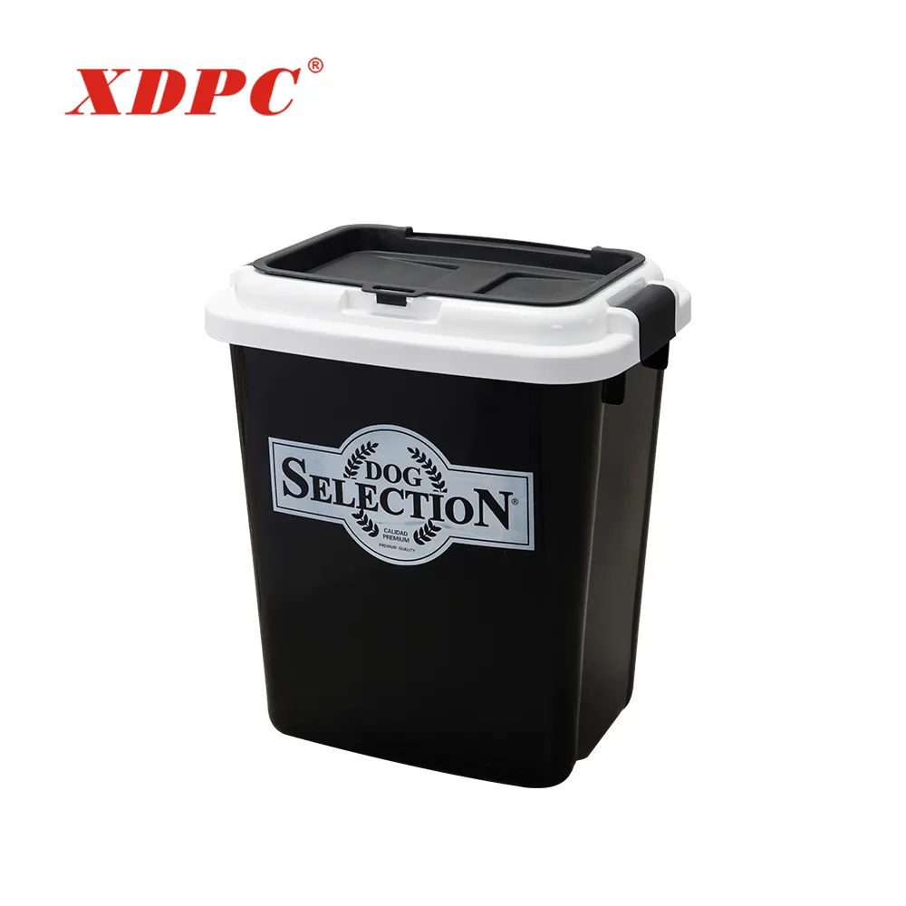 Plastic animal pet cat dog food storage bin container barrel box with lid