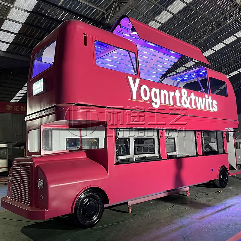 Novo tipo rua vendendo café van catering carrinho hambúrgueres fritas sorvete ônibus móvel food truck hot dog food-truck carrinho