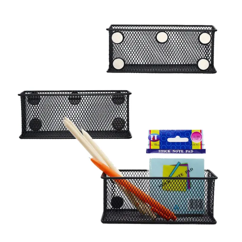 Office Supplies Strong Magnet Wire Mesh Pen Holder Storage Basket Organizer 4-Pack Magnetic Pencil Holder