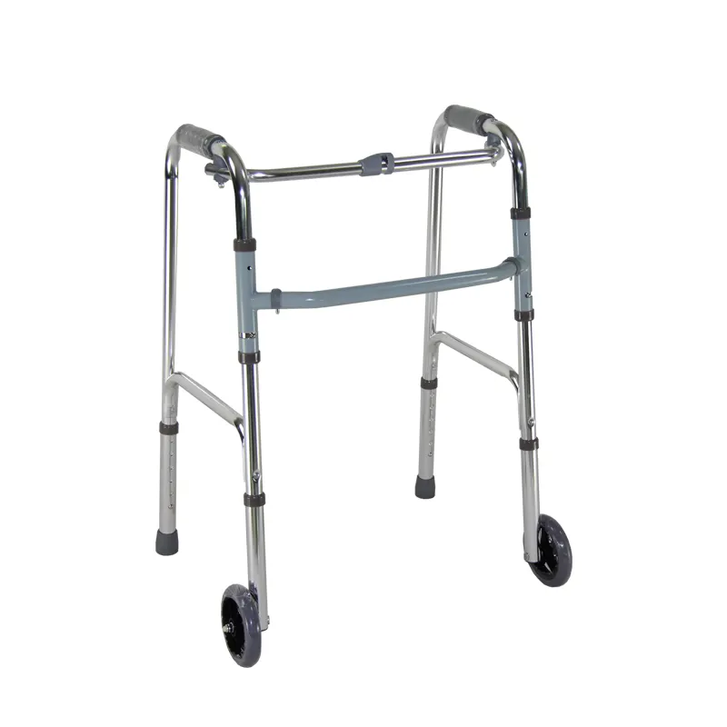 Marcheur en aluminium pliable réglable en hauteur pour adulte, avec roues avant