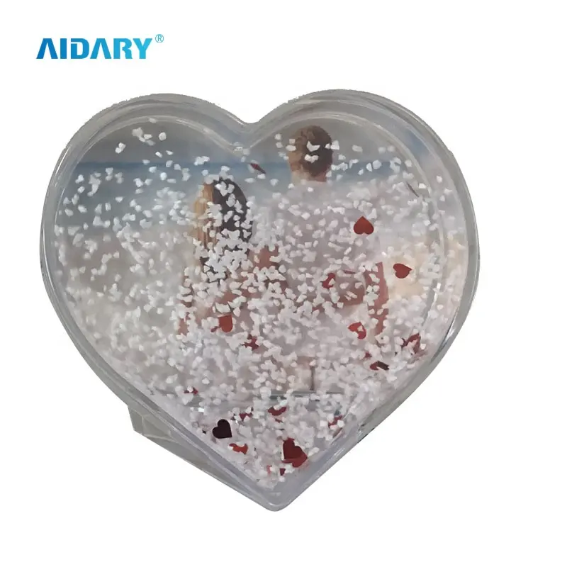 Aihome akrilik kalp kar küre fotoğraf çerçevesi ev dekorasyon için kalp şekli alüminyum plastik dijital baskı çok renkli CN;FUJ