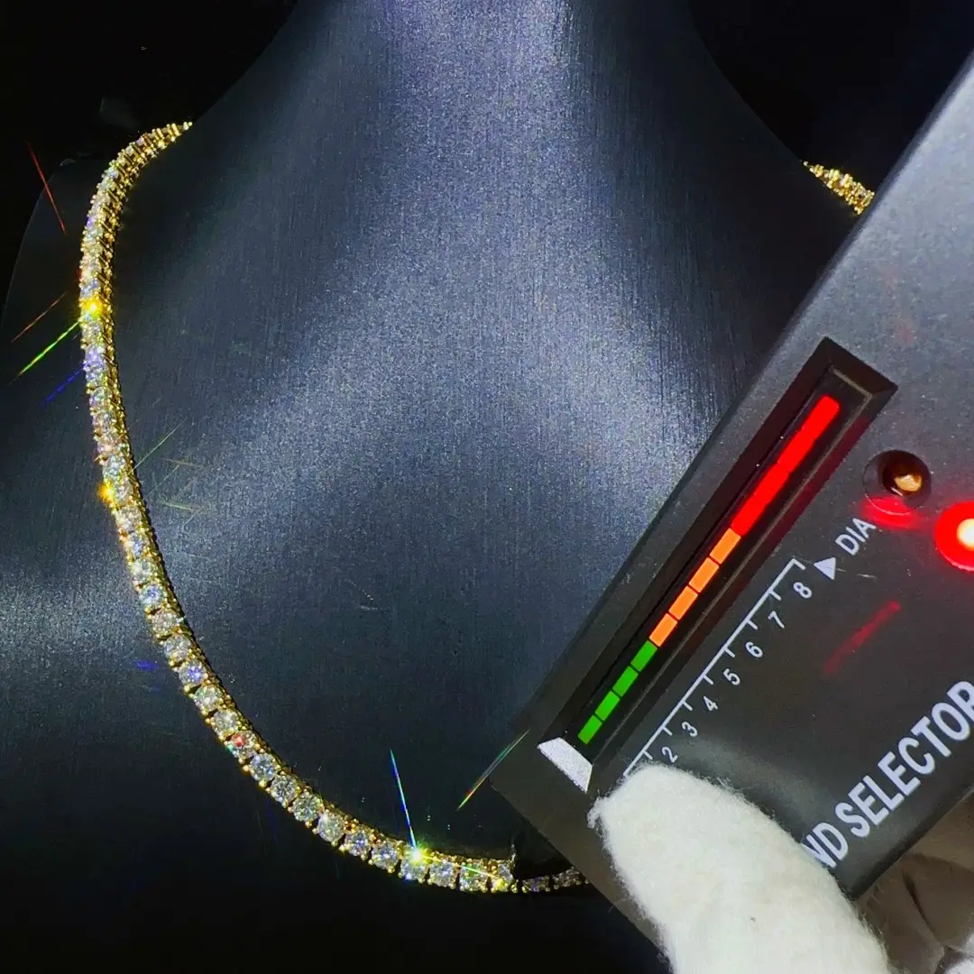 Бестселлер, 2023 ювелирные изделия в стиле хип-хоп, s925, 3 мм, свободные синтетические драгоценные камни, Муассанит, бриллиантовое теннисное ожерелье