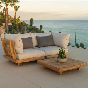 Ngoài Trời Gỗ Tếch Patio Sofa Đặt Kết Hợp Giải Trí Biệt Thự Không Thấm Nước Mặt Trời Bảo Vệ Rắn Gỗ Sofa Đồ Nội Thất Vườn Bộ - Product Image 5