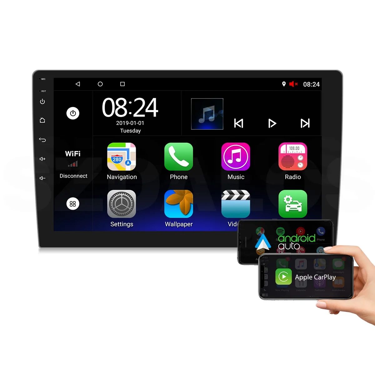 Autoradio Android, 2 go/32 go, Navigation GPS, wifi, lecteur DVD, écran tactile, vidéo, multimédia, universel, 9 pouces