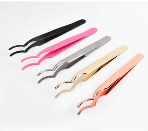 Giả Lash <span class=keywords><strong>Applicator</strong></span> Công Cụ Thép Không Gỉ Cong Nhíp Lông Mi Cho Cụm Lash Dải Lông Mi - Product Image 3