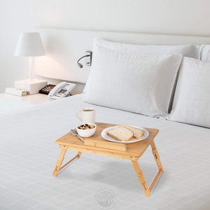 Adjustable Bamboo Laptop Desk Foldable Bed Breakfast <strong>Table</strong> with <strong>Computer</strong> Tray for Home Office Use - Product Image 5