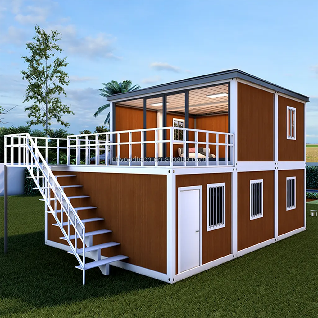 Imitazione aspetto legno cabina giardino piccola casa edificio in acciaio pannello sandwich personalizzato casa prefabbricata