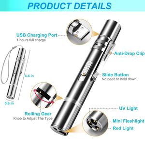 Tragbare USB-Taschenlampe 3 Led Laser-Pointer Stift Licht Katze Laser-Spielzeug Trainingswerkzeug Haustier-Laserlicht mit 5 Mustern - Product Image 3