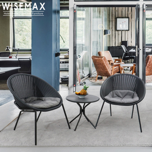 WISEMAX北欧ミニマリストラタン椅子とテーブルセットネットレッド屋外パティオレジャー家具外テーブルと椅子ビストロセット - Product Image 1