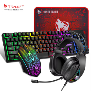 4 in 1 Gaming <strong>Keyboard</strong> and <strong>Mouse</strong> and Gaming Headset and <strong>Mouse</strong> Pad Wired LED RGB Backlight <strong>Keyboard</strong> Combo for Desktop <strong>Computer</strong> PC - Product Image 1