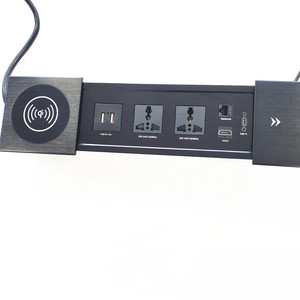 Toma de corriente multifunción integrada para escritorio, enchufe deslizante de sobremesa, 2 de potencia, 2 Usb, 1 red y 1 cargador inalámbrico - Product Image 2
