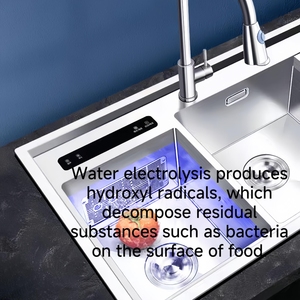 LED dijital ekran Anti-Scratch ile Modern lüks akıllı lavabo ultrasonik vibratör su katalizör fonksiyonu mutfak kullanımı 2 delik - Product Image 5