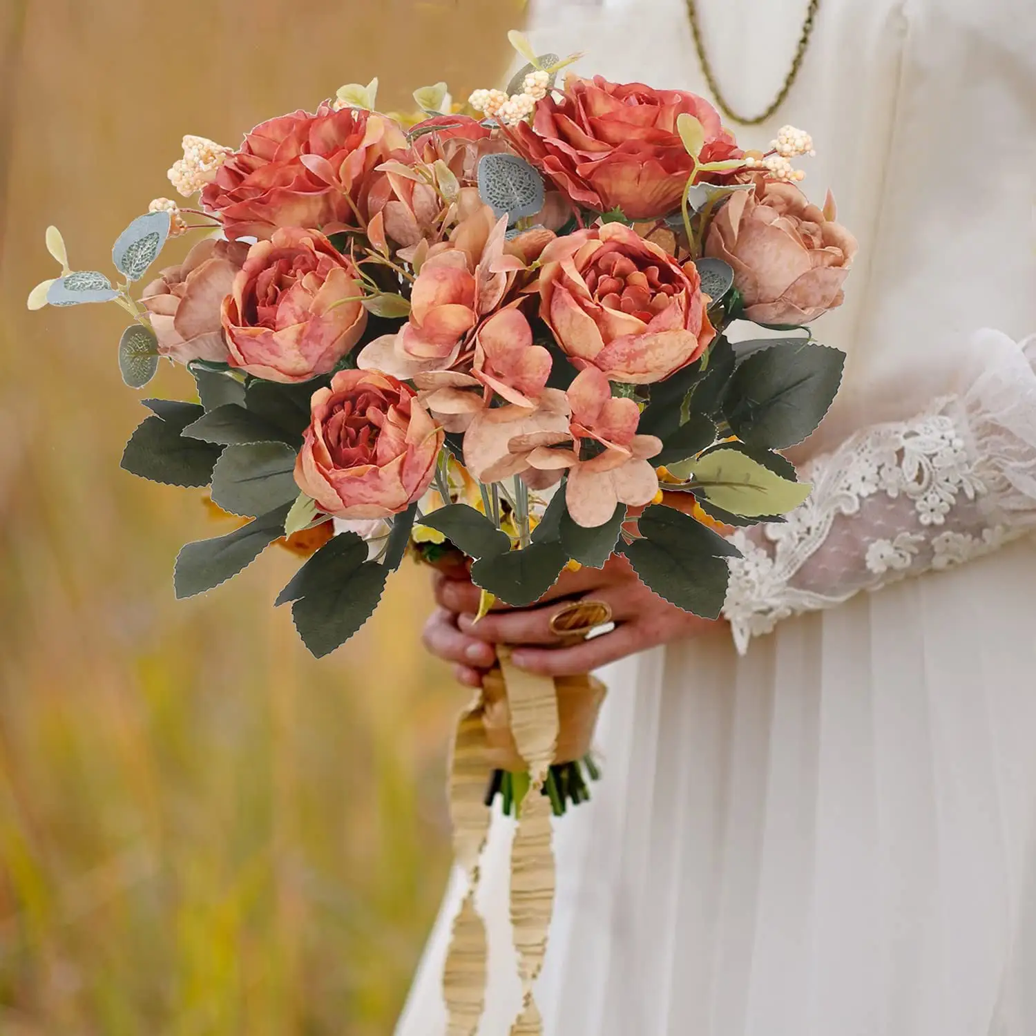 Buquê curto de flores de peônia, arranjo de flores evergreen hortência, flor de rosa para decoração, vaso, arranjo, venda imperdível