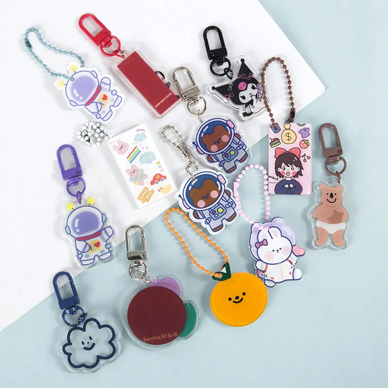 Personal isierte benutzer definierte einteilige Anime Schlüssel bund Großhandel gedruckt Charms Glitter Holo graphic Acryl Schlüssel bund Anime