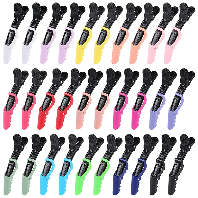 Fashion Multicolor Barber Shop Hair Sectioning Clips 6Pcs/Bag Plastic Alligator Styling Clips Salon Haircut Clips