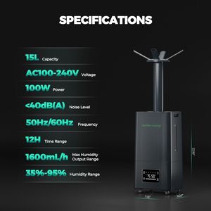 Humidificador grande Mars Hydro 15L para plantas con sensor ultrasónico de humedad y temperatura de niebla fría y control remoto - Product Image 6
