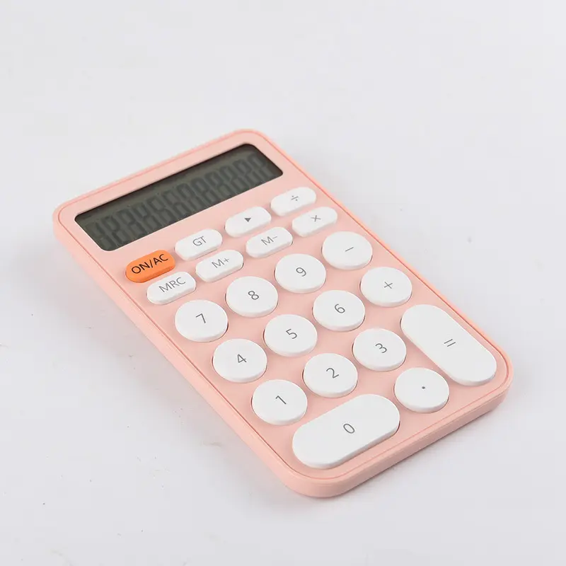 Calculatrice de couleur rose portable de bureau à 12 chiffres, mini calculatrice scientifique électronique, vente en gros