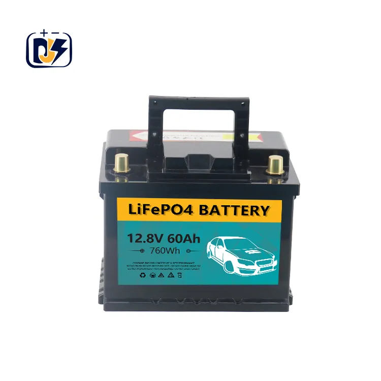 Batteria per auto 12v esente da manutenzione di alta qualità DJS 60ah per avviamento camion 12.8V batteria ricaricabile LiFePO4 CCA800 tipo DIN 60Ah