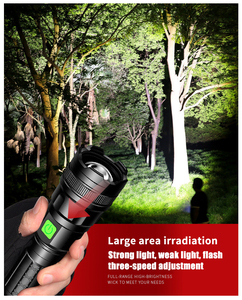 Mạnh mẽ Zoomable <span class=keywords><strong>LED</strong></span> <span class=keywords><strong>Torch</strong></span> ánh sáng cho cắm trại ngoài trời câu cá và đi bộ đường dài không thấm nước USB sạc lặn đèn pin - Product Image 6
