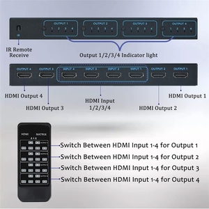 4K HDMI Matrix Switcher 4×4 4K@30hz HDMI Video Matrix Switcher Splitter 4 in 4 Out IR Fernbedienung für PS4 Kamera PC Monitor