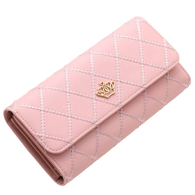 KBW453 Neue Damen Geldbörse Damen Clutch Bag Mode Schnalle Rhombus Brieftasche Karten halter Geld klammer Bestickte lange Brieftasche