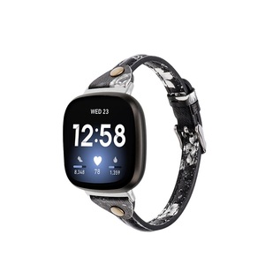 Fitbit Versa 3 Sense经典t形第一层牛皮超薄皮革表带带铆钉智能手镯更换表带 - Product Image 3