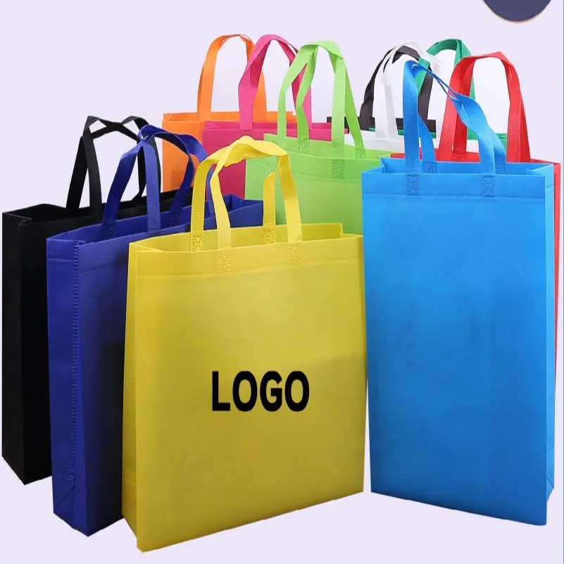 Atacado logotipo personalizado não tecido Mercearia eco Tote não tecido proteção compras presentes roupas não tecidos sacos