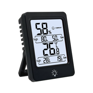 เครื่องวัดอุณหภูมิและความชื้นดิจิตอลในร่ม หน้าจอสัมผัส มีไฟแบ็คไลท์ ขนาดเล็ก จอ LCD วัดอุณหภูมิและความชื้น วัสดุพลาสติก สำหรับห้องนอน สำนักงาน บ้าน - Product Image 1
