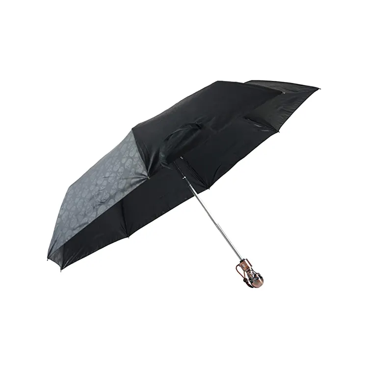 Protection UV, ouverture et fermeture automatiques, trois parapluies pliants avec poignée de crâne Cool
